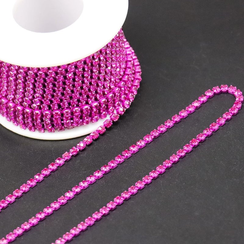 Rytenz 10 Yards Crystal Rhinestone Trim Close Chain SS12/3.0mm, for Sewing Crafts Ideal Wedding Party DIY Decoration Diamond Claw Cup Chain Roll (Style-24), DC-10Y-DYML - Image 4